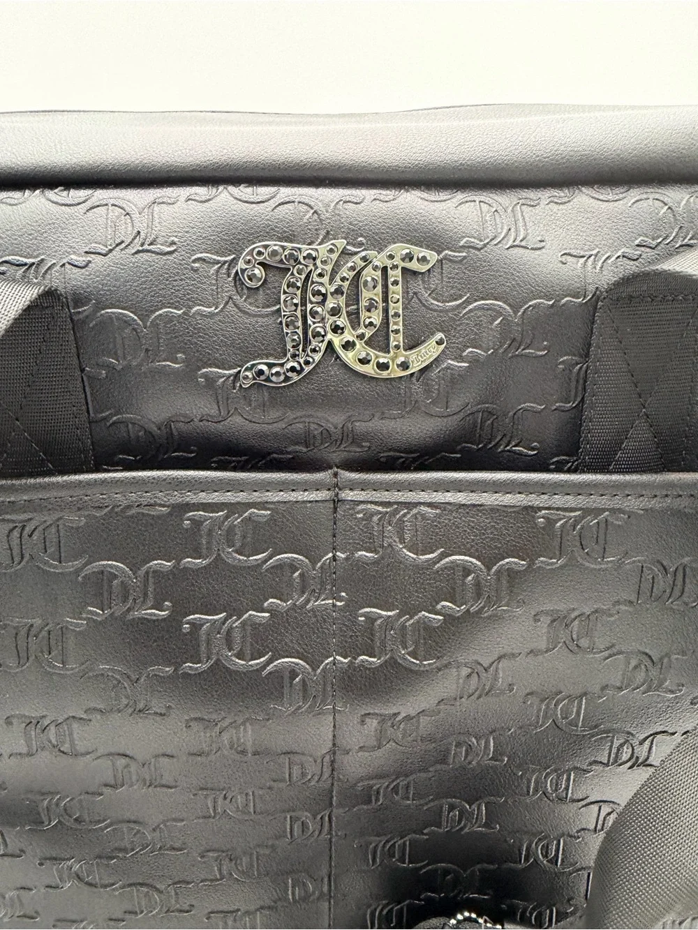 Juicy Couture Black Embossed Leather Shoulder Bag